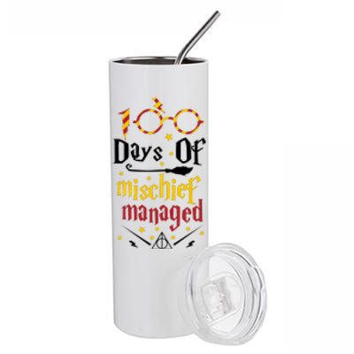 100 Days Of Mischief Managed 100th Day Of School Stainless Steel Tumbler