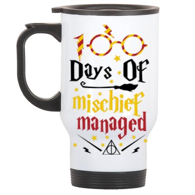 100 Days Of Mischief Managed 100th Day Of School Stainless Steel Travel Mug