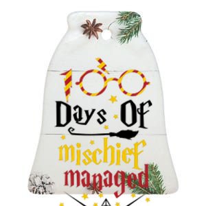 100 Days Of Mischief Managed 100th Day Of School Ceramic Bell Ornament