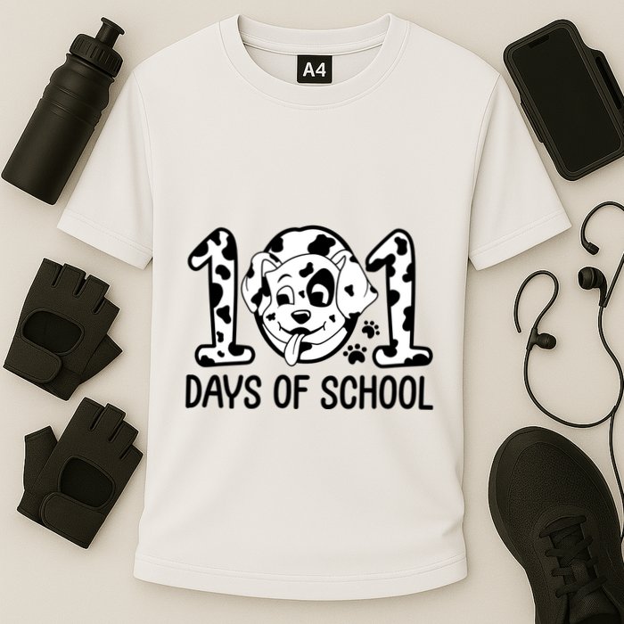 101 Days Of School Dalmatian Dog Funny School Cooling Performance Crew T-Shirt