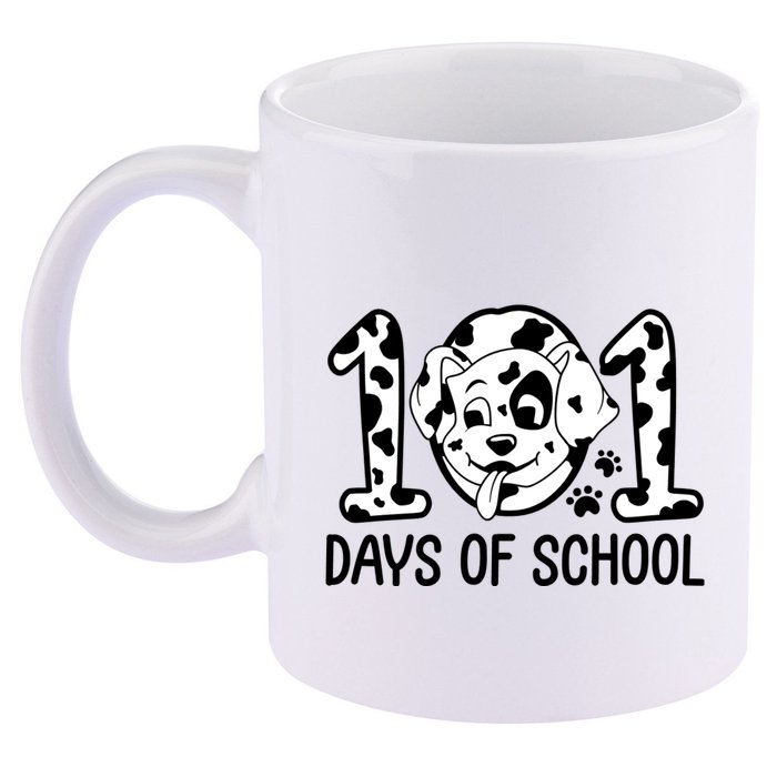 101 Days Of School Dalmatian Dog Funny School 11oz C Handle Ceramic Mug