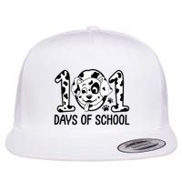 101 Days Of School Dalmatian Dog Funny School Flat Bill Trucker Hat