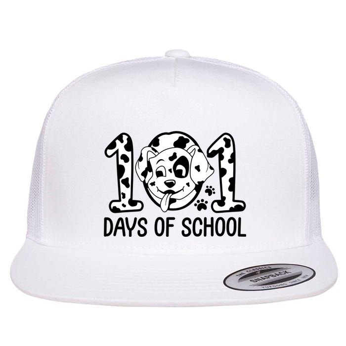 101 Days Of School Dalmatian Dog Funny School Flat Bill Trucker Hat