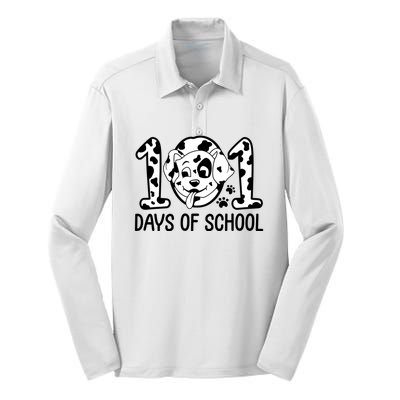 101 Days Of School Dalmatian Dog Funny School Silk Touch Performance Long Sleeve Polo