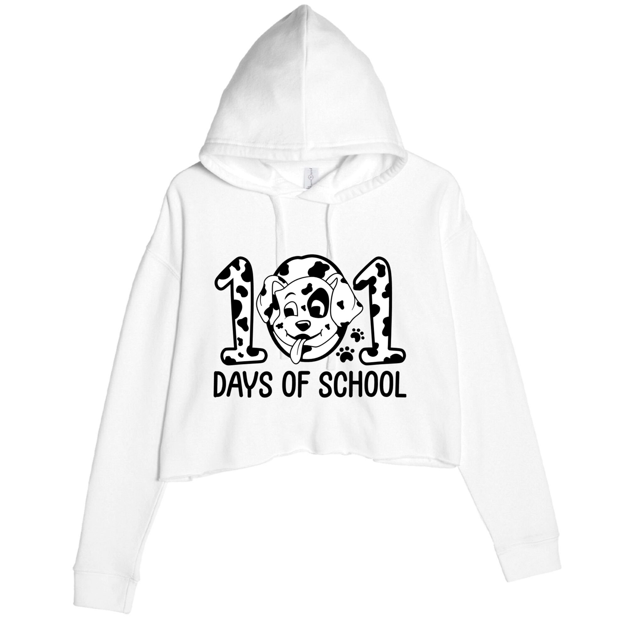 101 Days Of School Dalmatian Dog Funny School Crop Fleece Hoodie