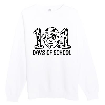 101 Days Of School Dalmatian Dog Funny School Premium Crewneck Sweatshirt