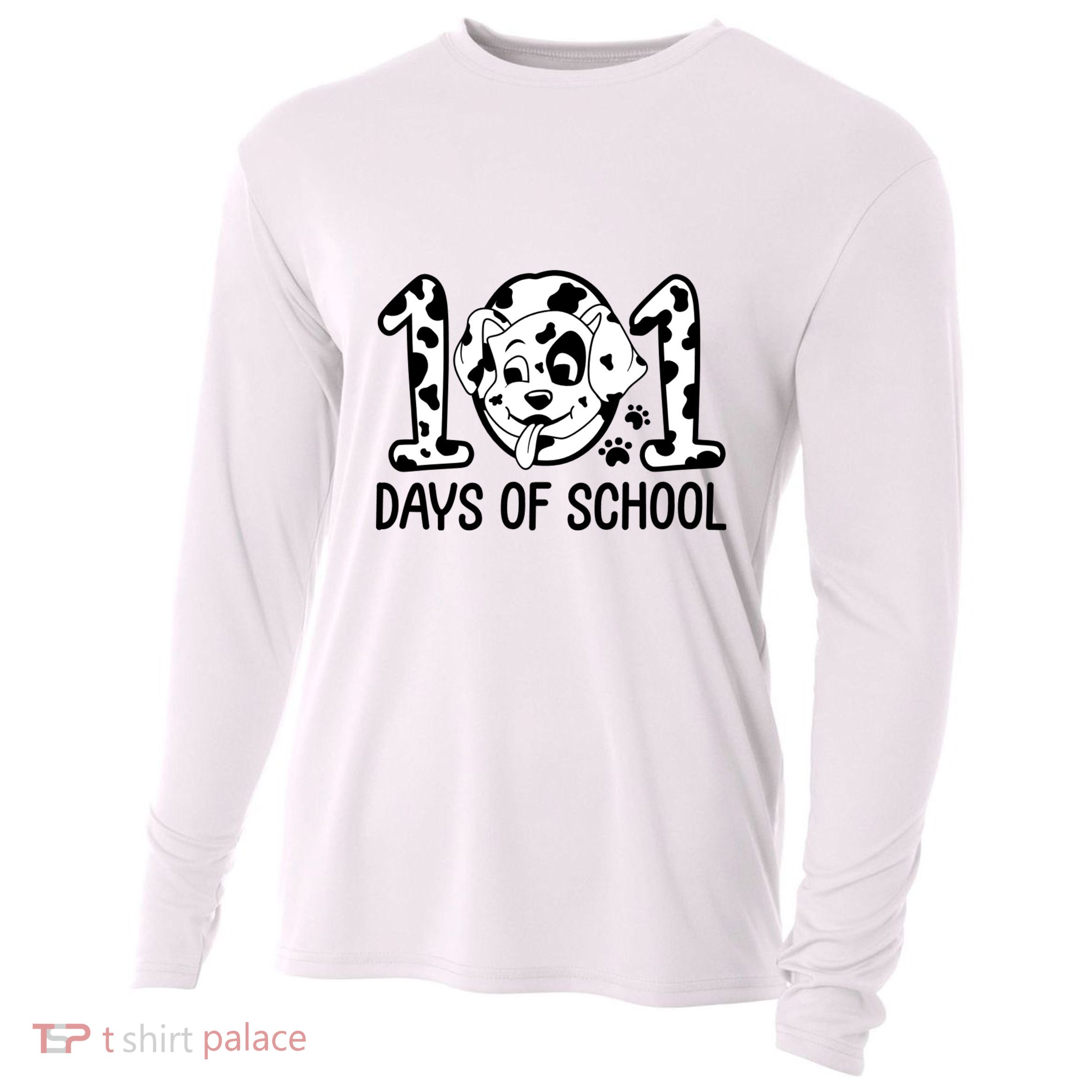 101 Days Of School Dalmatian Dog Funny School Cooling Performance Long Sleeve Crew