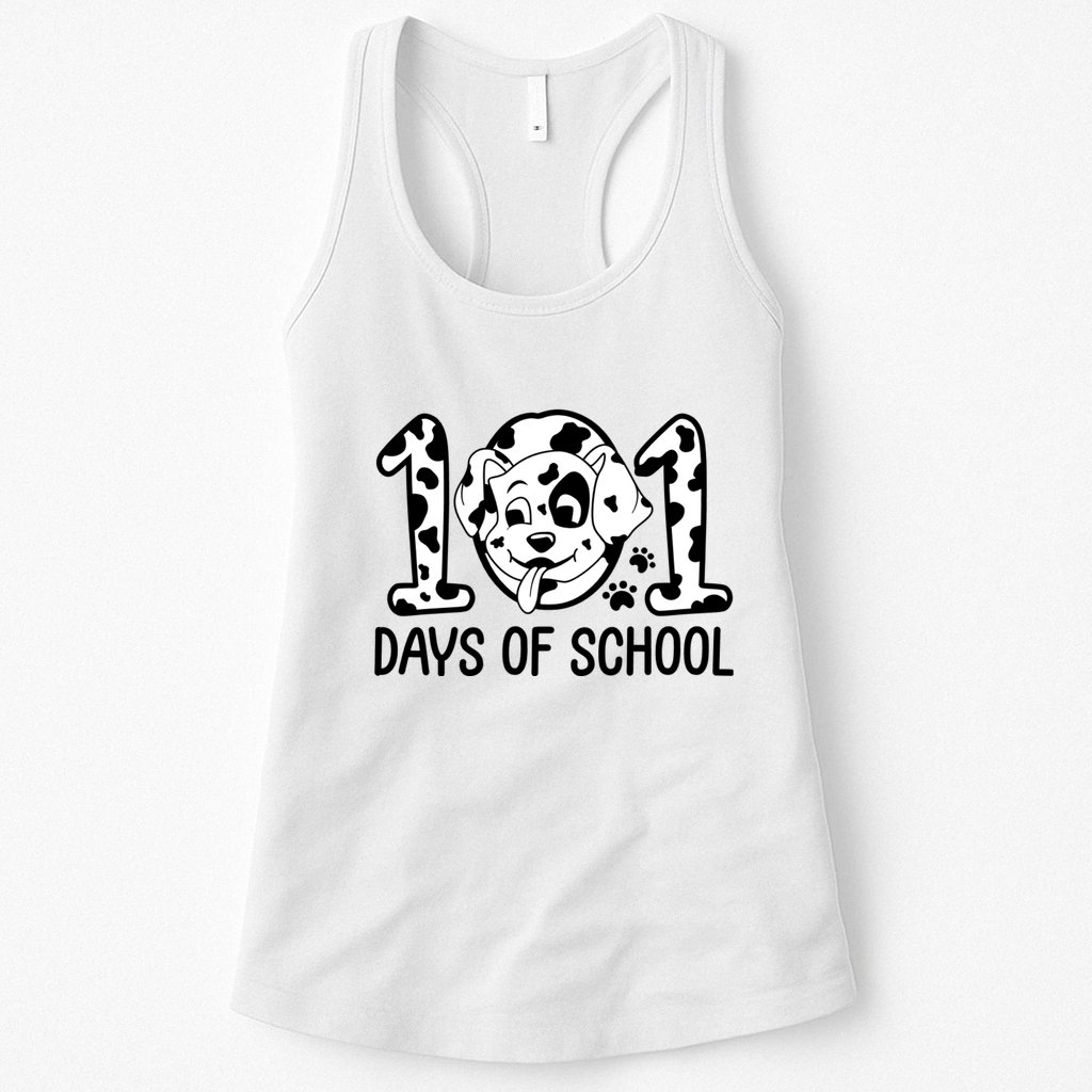 101 Days Of School Dalmatian Dog Funny School Womens Tank Top