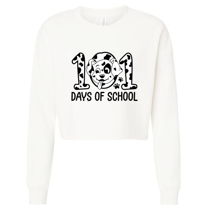 101 Days Of School Dalmatian Dog Funny School Cropped Pullover Crew