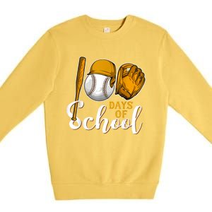 100 Days Of School Baseball Teacher Kids 100th Day Of School Premium Crewneck Sweatshirt