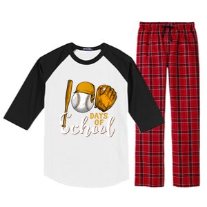 100 Days Of School Baseball Teacher Kids 100th Day Of School Raglan Sleeve Pajama Set