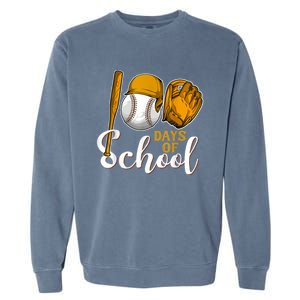 100 Days Of School Baseball Teacher Kids 100th Day Of School Garment-Dyed Sweatshirt