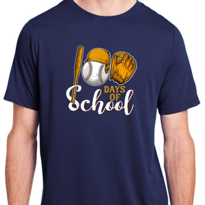 100 Days Of School Baseball Teacher Kids 100th Day Of School Adult ChromaSoft Performance T-Shirt