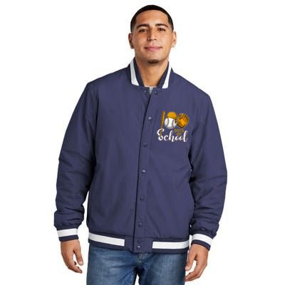 100 Days Of School Baseball Teacher Kids 100th Day Of School Insulated Varsity Jacket