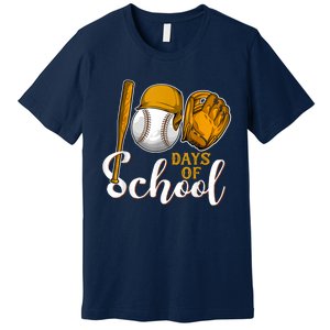 100 Days Of School Baseball Teacher Kids 100th Day Of School Premium T-Shirt