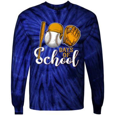 100 Days Of School Baseball Teacher Kids 100th Day Of School Tie-Dye Long Sleeve Shirt