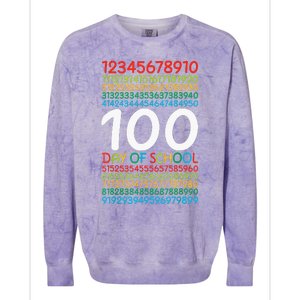 100th Day Of School Teacher 100 Days Math Numbers Colorblast Crewneck Sweatshirt