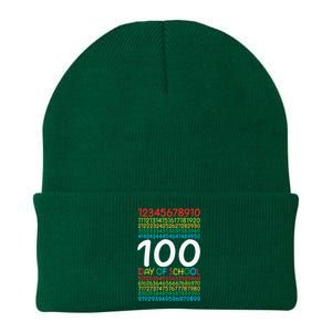 100th Day Of School Teacher 100 Days Math Numbers Knit Cap Winter Beanie