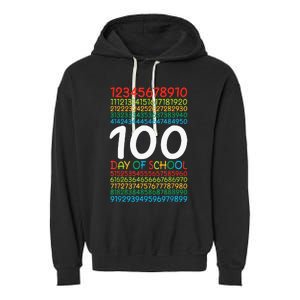 100th Day Of School Teacher 100 Days Math Numbers Garment-Dyed Fleece Hoodie