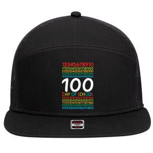 100th Day Of School Teacher 100 Days Math Numbers 7 Panel Mesh Trucker Snapback Hat