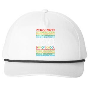 100th Day Of School Teacher 100 Days Math Numbers Snapback Five-Panel Rope Hat