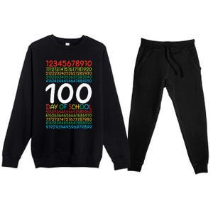 100th Day Of School Teacher 100 Days Math Numbers Premium Crewneck Sweatsuit Set