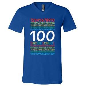 100th Day Of School Teacher 100 Days Math Numbers V-Neck T-Shirt