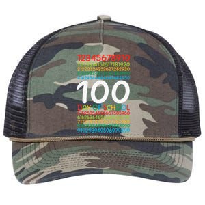 100th Day Of School Teacher 100 Days Math Numbers Retro Rope Trucker Hat Cap