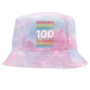 100th Day Of School Teacher 100 Days Math Numbers Tie-Dyed Bucket Hat