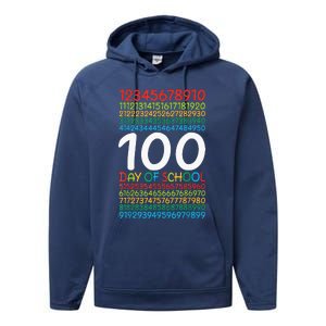 100th Day Of School Teacher 100 Days Math Numbers Performance Fleece Hoodie