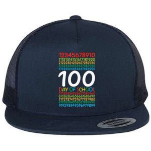 100th Day Of School Teacher 100 Days Math Numbers Flat Bill Trucker Hat