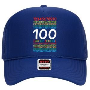 100th Day Of School Teacher 100 Days Math Numbers High Crown Mesh Back Trucker Hat