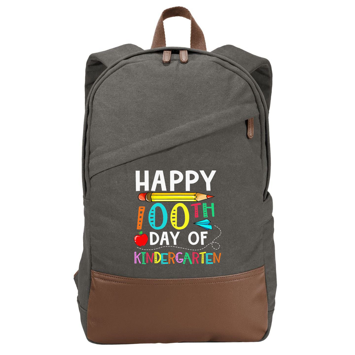 100 Days Of Kindergarten Happy 100th Day Of School Cotton Canvas Backpack