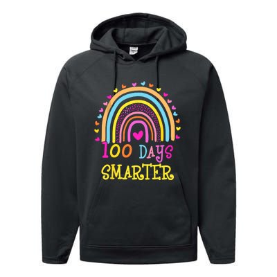 100th Day Of School Teacher Smarter Rainbow Performance Fleece Hoodie