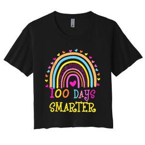 100th Day Of School Teacher Smarter Rainbow Women's Crop Top Tee