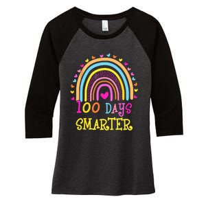 100th Day Of School Teacher Smarter Rainbow Women's Tri-Blend 3/4-Sleeve Raglan Shirt