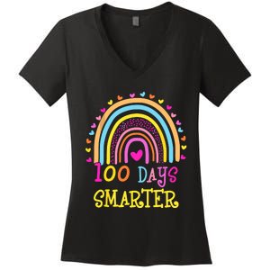 100th Day Of School Teacher Smarter Rainbow Women's V-Neck T-Shirt