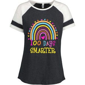 100th Day Of School Teacher Smarter Rainbow Enza Ladies Jersey Colorblock Tee