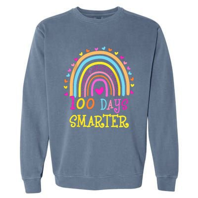 100th Day Of School Teacher Smarter Rainbow Garment-Dyed Sweatshirt