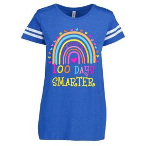 100th Day Of School Teacher Smarter Rainbow Enza Ladies Jersey Football T-Shirt