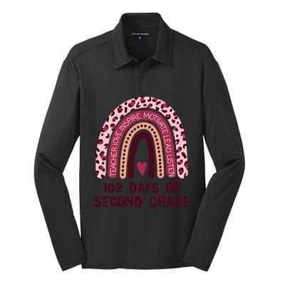 102 Day Of 2Nd Grade Rainbow 102 Day Of Second Grade Meaningful Gift Silk Touch Performance Long Sleeve Polo