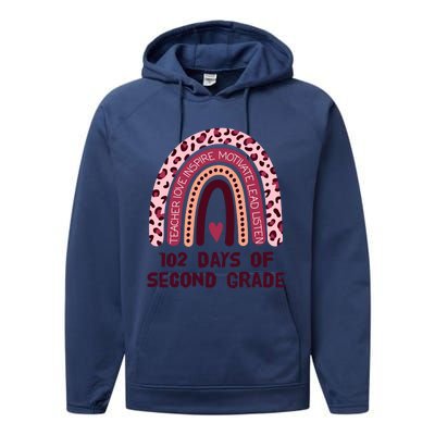 102 Day Of 2Nd Grade Rainbow 102 Day Of Second Grade Meaningful Gift Performance Fleece Hoodie