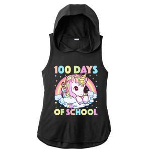 100 Days Of School Unicorn Teacher 100th Day Of School Funny Ladies PosiCharge Tri-Blend Wicking Draft Hoodie Tank