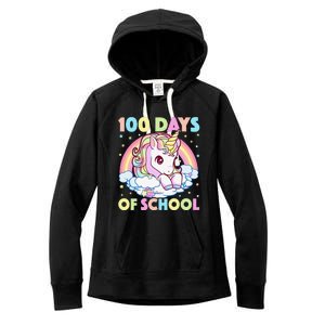 100 Days Of School Unicorn Teacher 100th Day Of School Funny Women's Fleece Hoodie