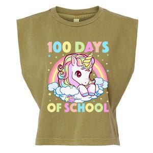 100 Days Of School Unicorn Teacher 100th Day Of School Funny Garment-Dyed Women's Muscle Tee