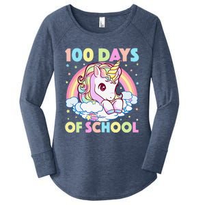 100 Days Of School Unicorn Teacher 100th Day Of School Funny Women's Perfect Tri Tunic Long Sleeve Shirt