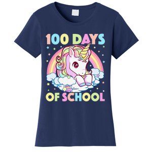 100 Days Of School Unicorn Teacher 100th Day Of School Funny Women's T-Shirt