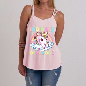 100 Days Of School Unicorn Teacher 100th Day Of School Funny Women's Strappy Tank