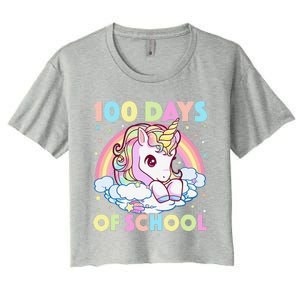 100 Days Of School Unicorn Teacher 100th Day Of School Funny Women's Crop Top Tee