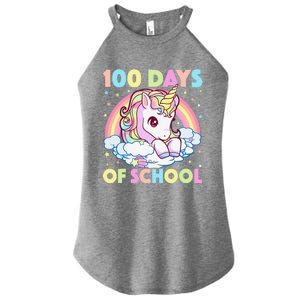 100 Days Of School Unicorn Teacher 100th Day Of School Funny Women's Perfect Tri Rocker Tank